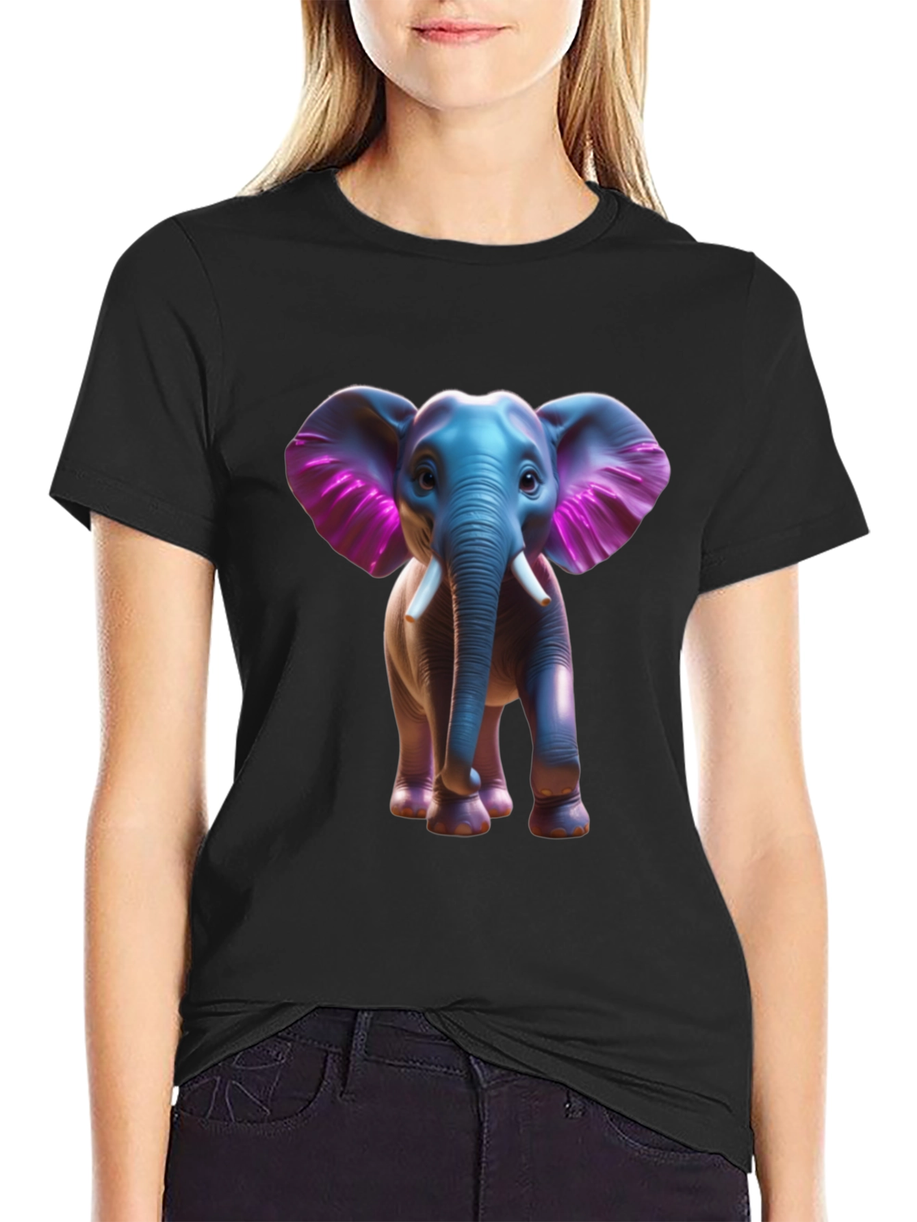 Elephant Graphic Tee - Stylish Black Cotton T-Shirt