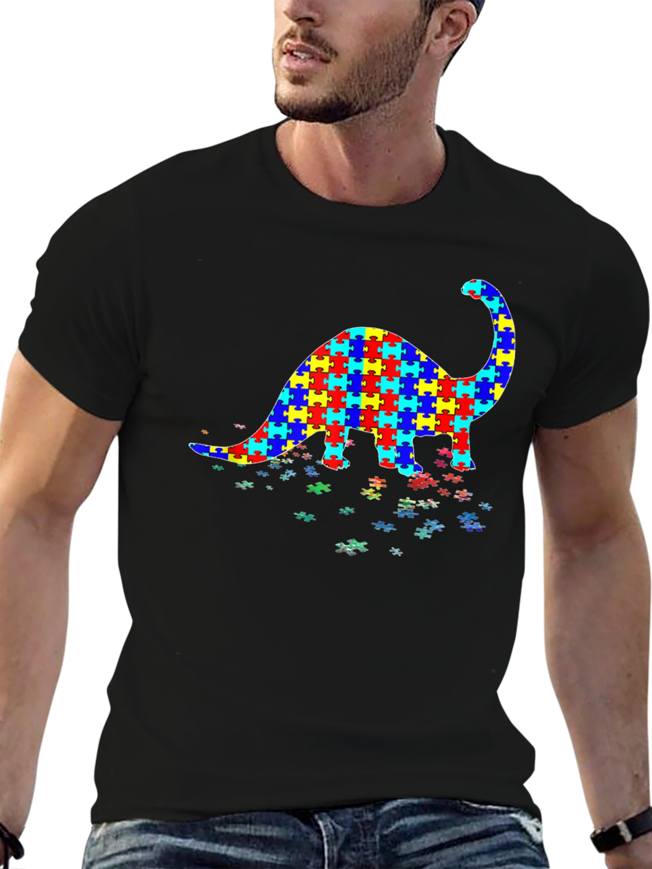 Dinosaur Puzzle Piece Autism Awareness T-Shirt