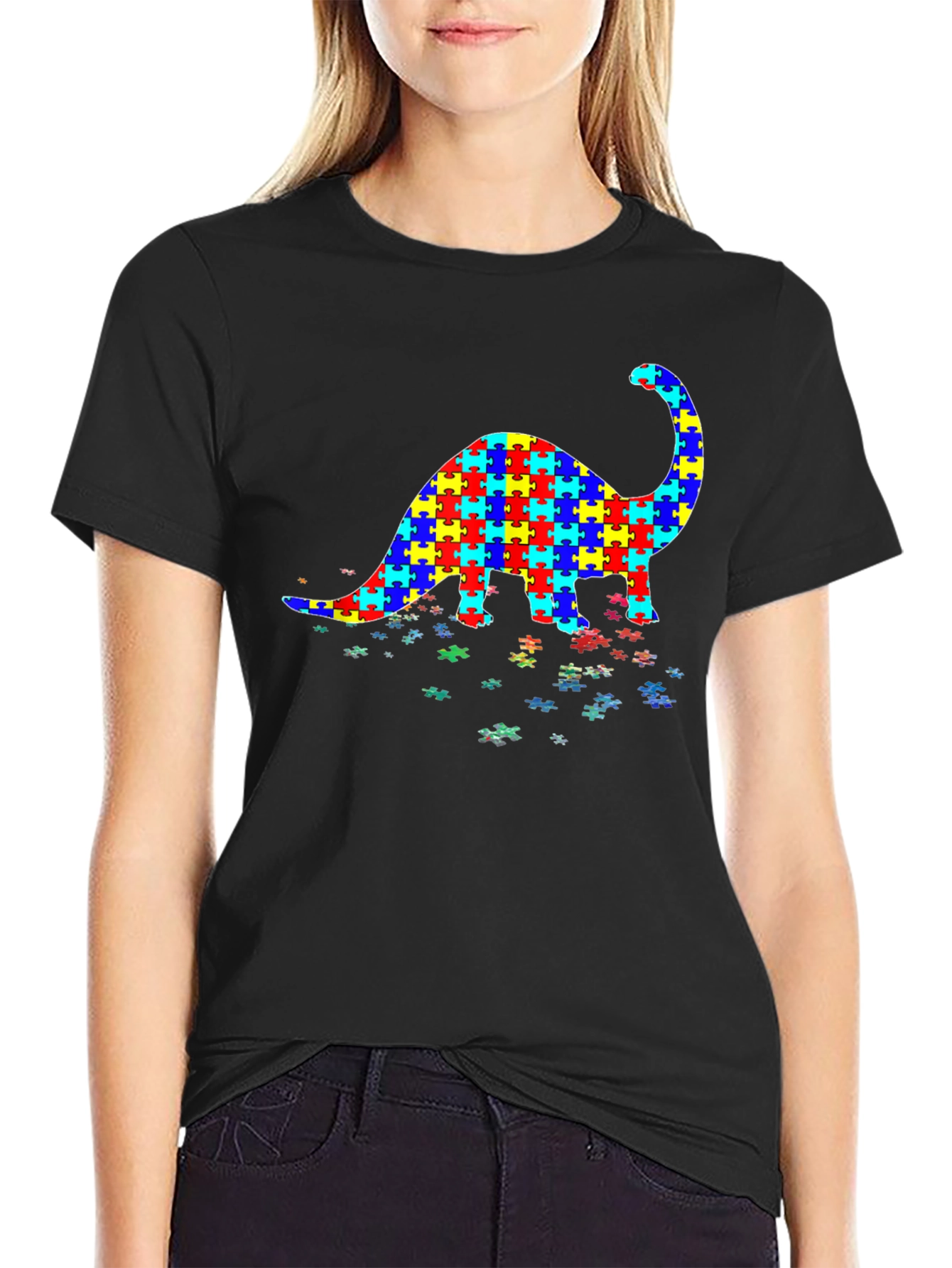 Dinosaur Puzzle Piece Autism Awareness T-Shirt