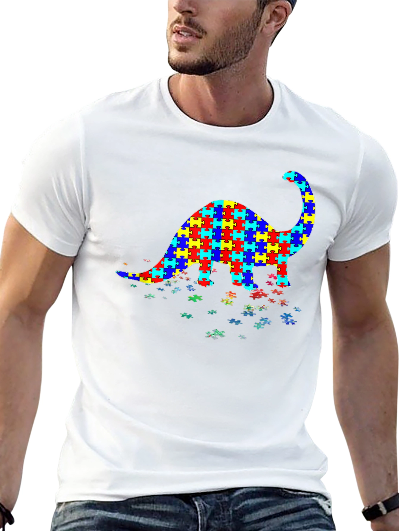 Dinosaur Puzzle Piece Autism Awareness T-Shirt