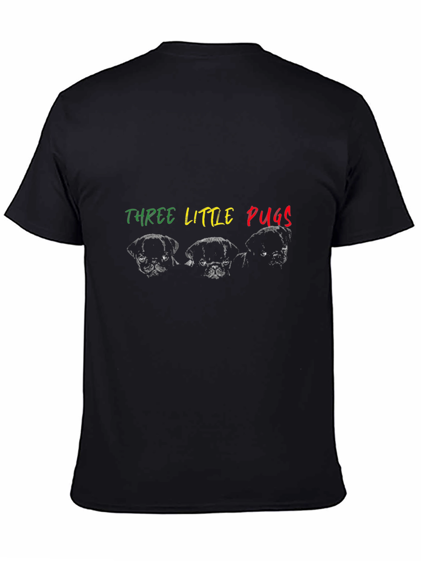 Three Little Pugs Graphic Tee - Black