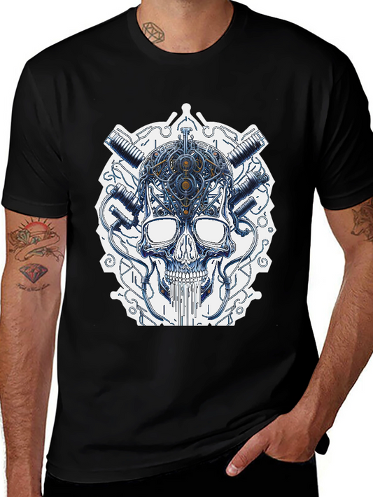 Cyberpunk Skull Graphic T-Shirt