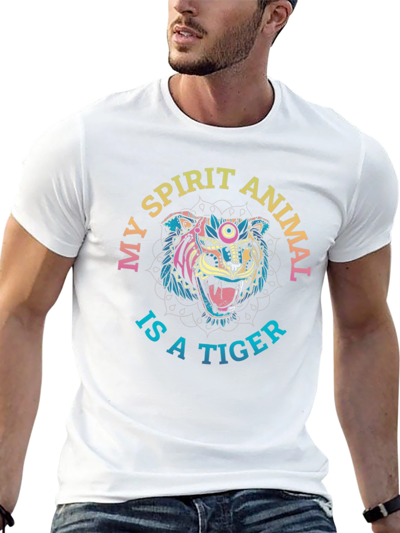 Spirit Animal Tiger Graphic Tee - Mens Black T-Shirt