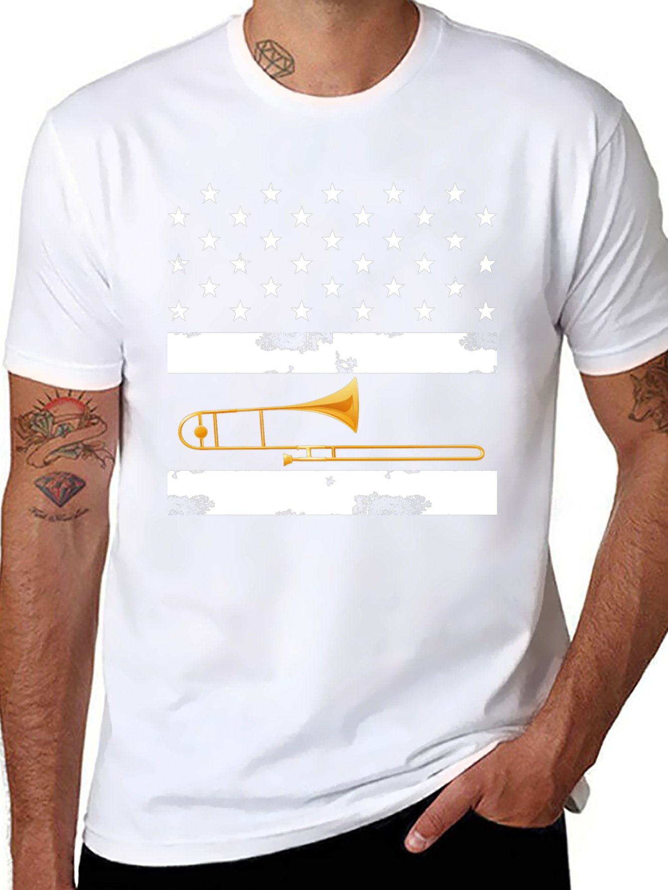 Trombone USA Flag Graphic Tee - Black