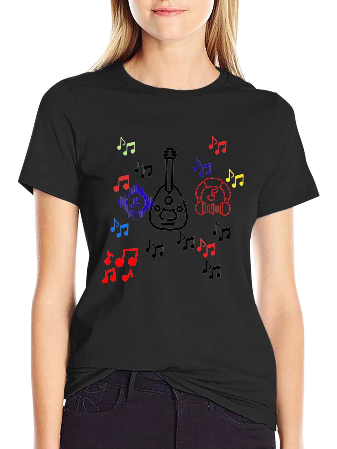 Musical Notes & Oud Black T-Shirt