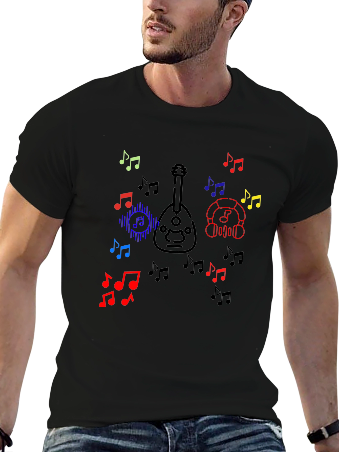 Musical Notes & Oud Black T-Shirt