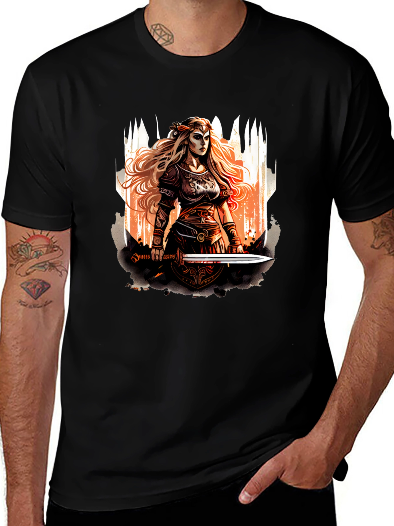 Warrior Woman Graphic T-Shirt - Black