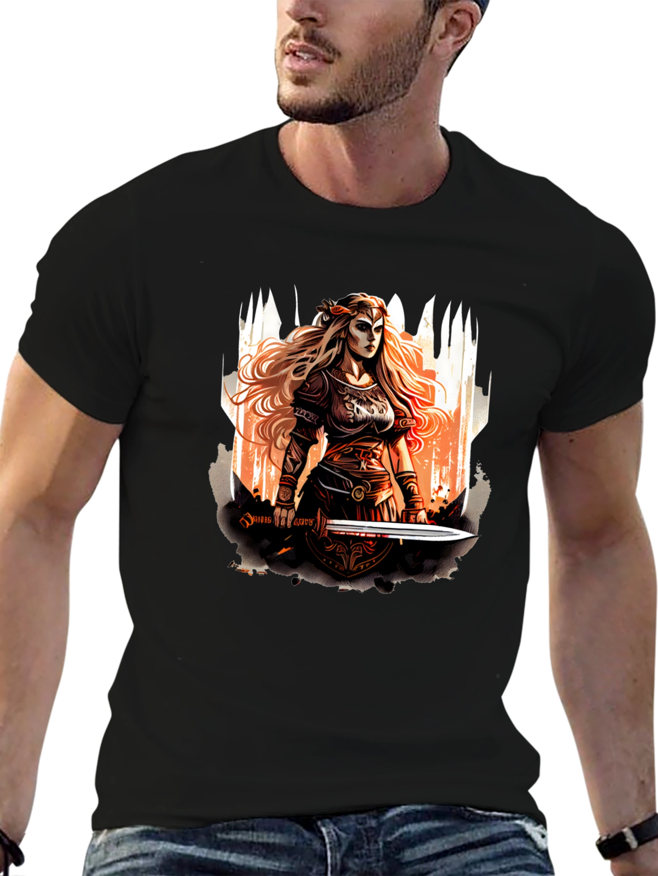 Warrior Woman Graphic T-Shirt - Black
