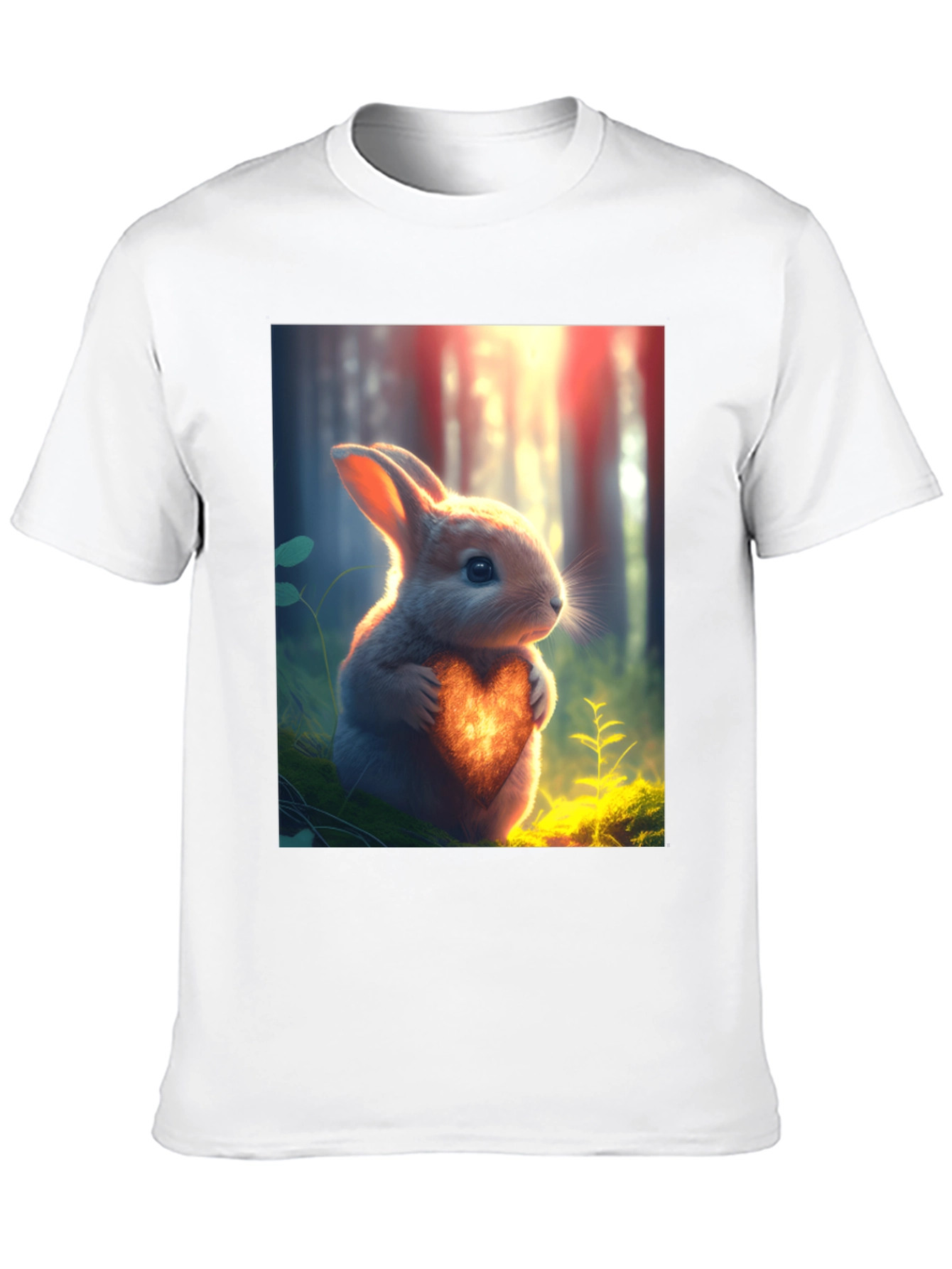 Heartfelt Bunny Graphic Tee - Soft Black Cotton