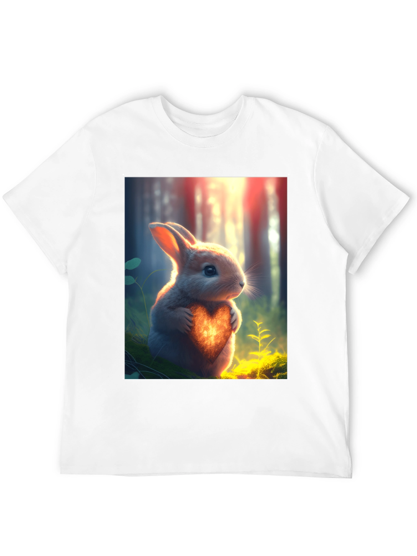 Heartfelt Bunny Graphic Tee - Soft Black Cotton