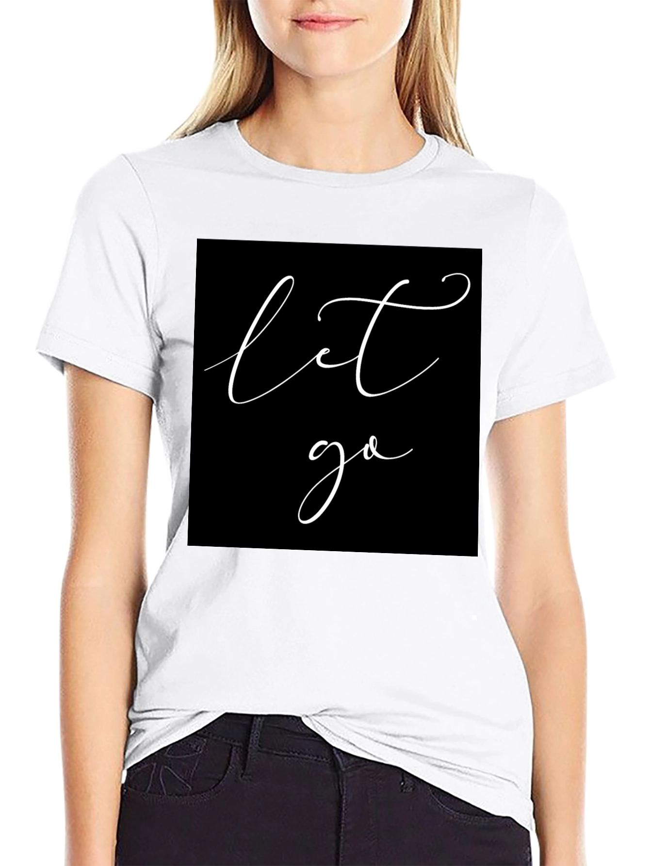Let Go Black T-Shirt - Modern Script Graphic Tee