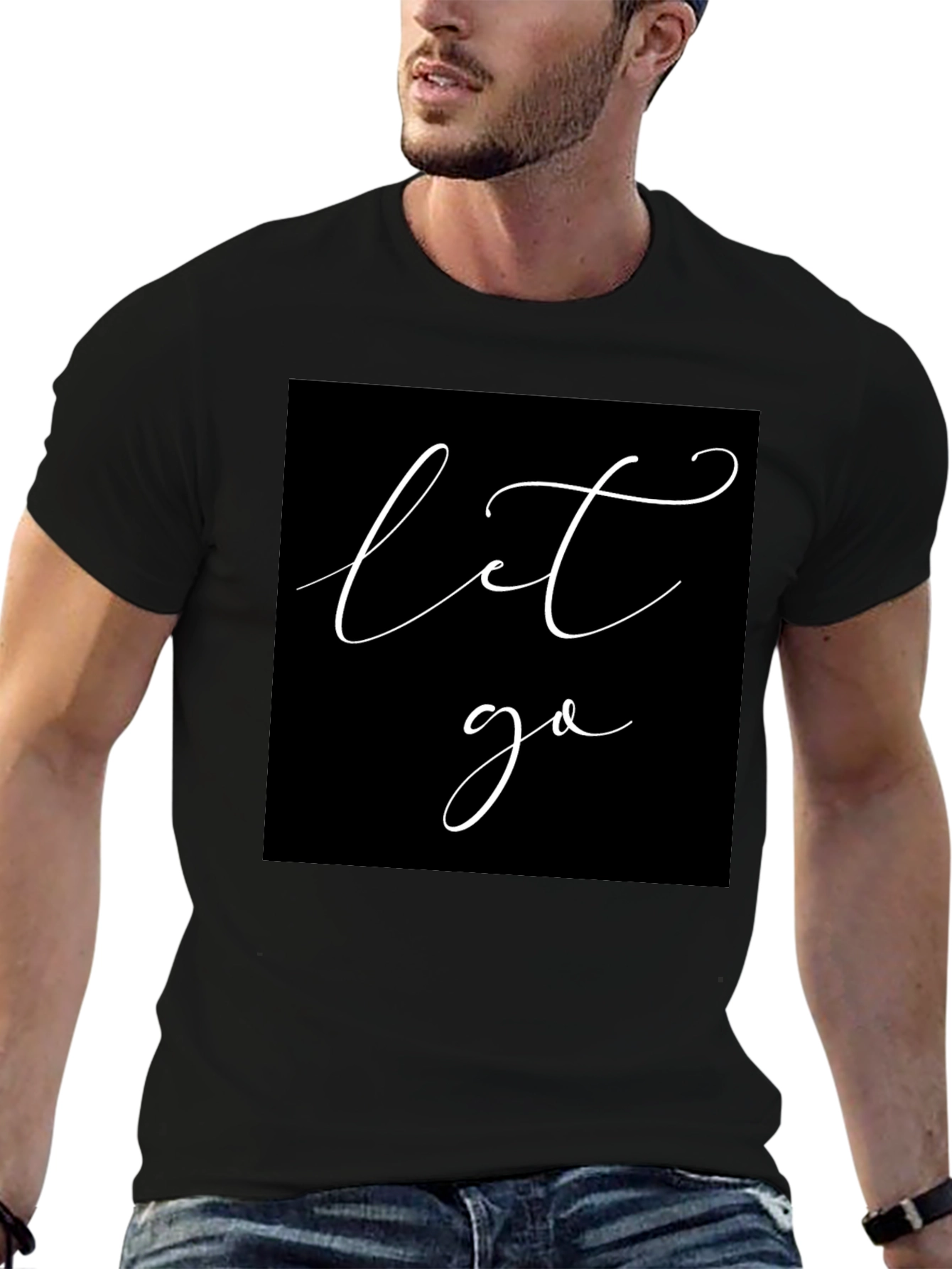 Let Go Black T-Shirt - Modern Script Graphic Tee