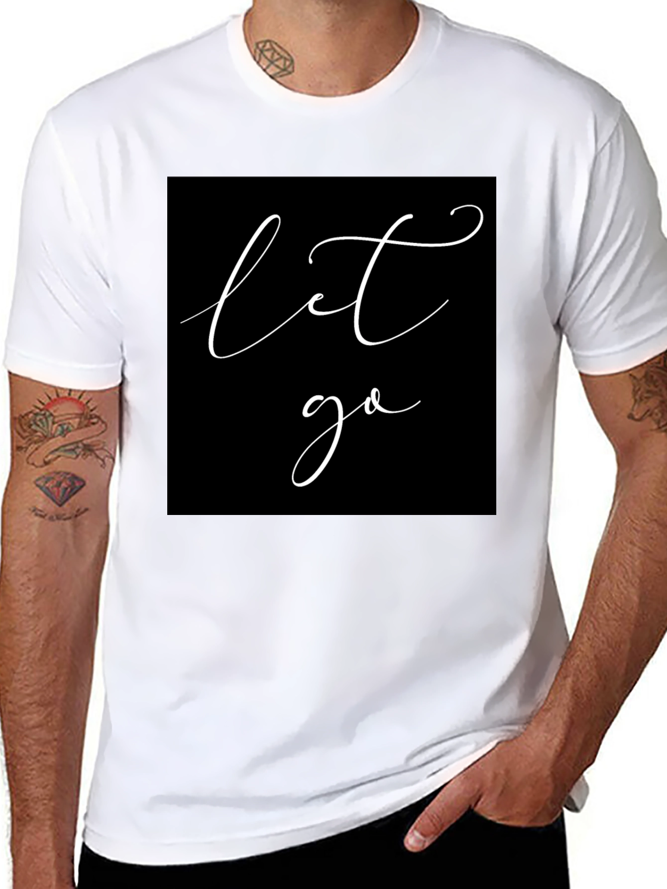 Let Go Black T-Shirt - Modern Script Graphic Tee