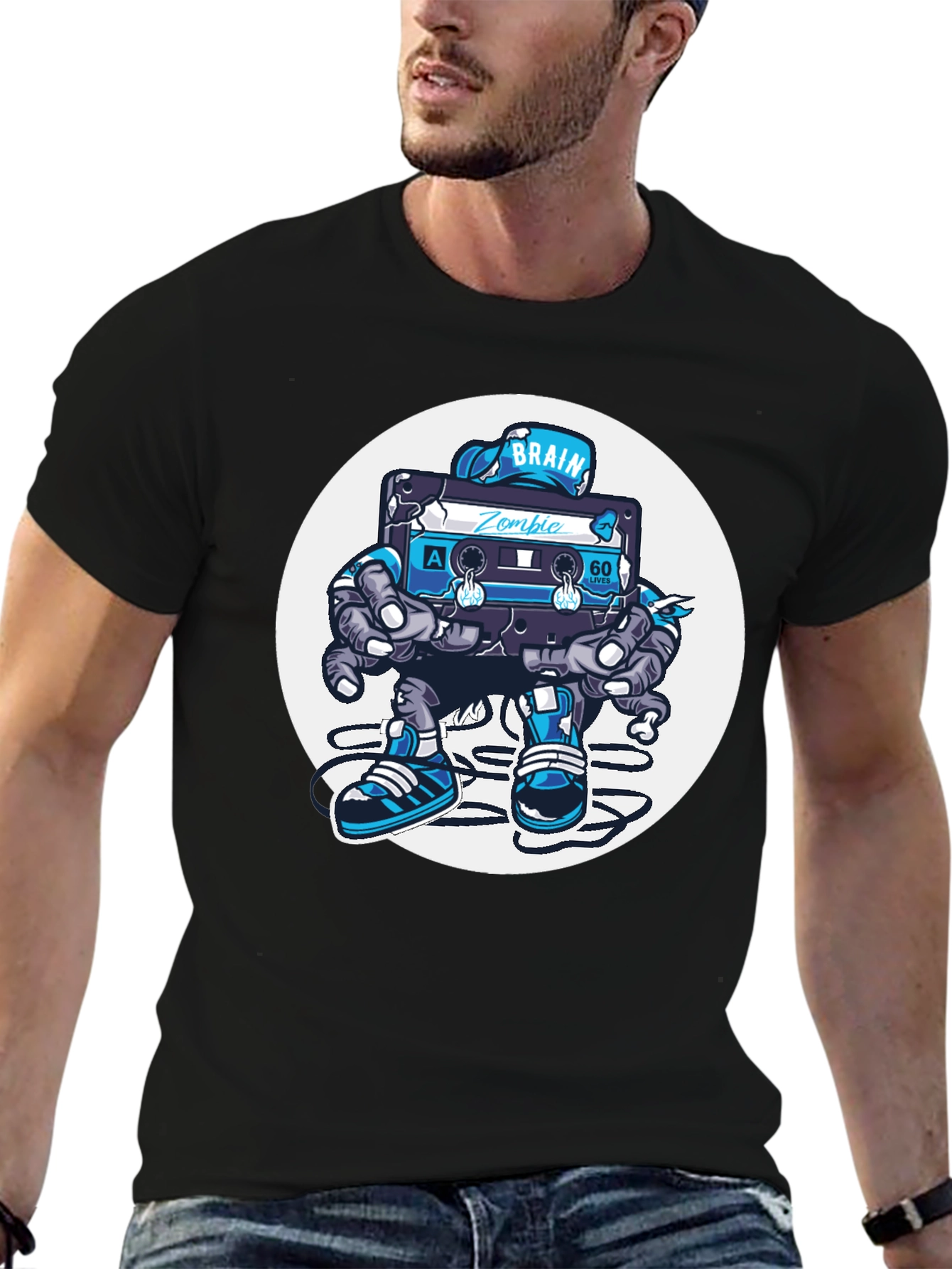 Zombie Brain Tape T-Shirt - Black