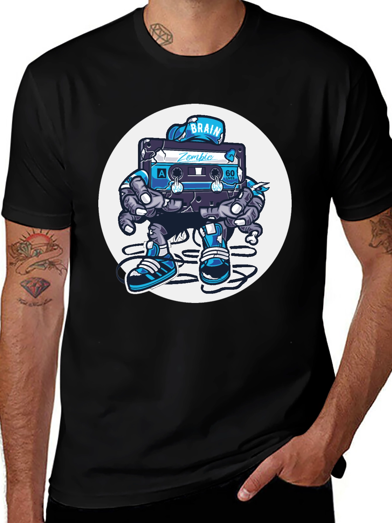 Zombie Brain Tape T-Shirt - Black