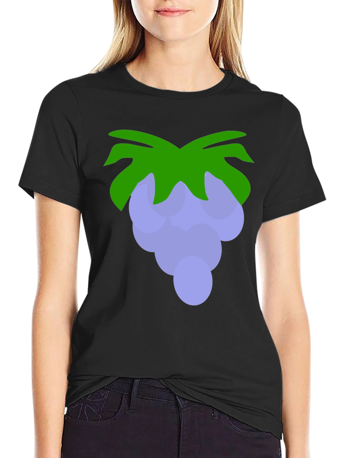 Grape Graphic Print T-Shirt - Black Cotton Tee