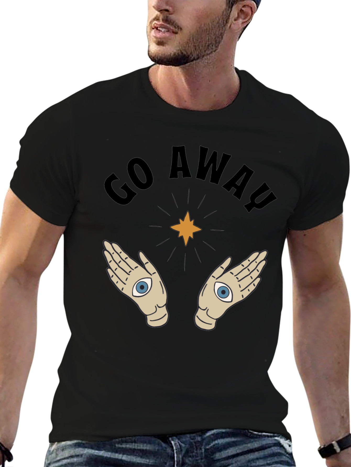 Go Away T-Shirt with Mystic Hands Graphic