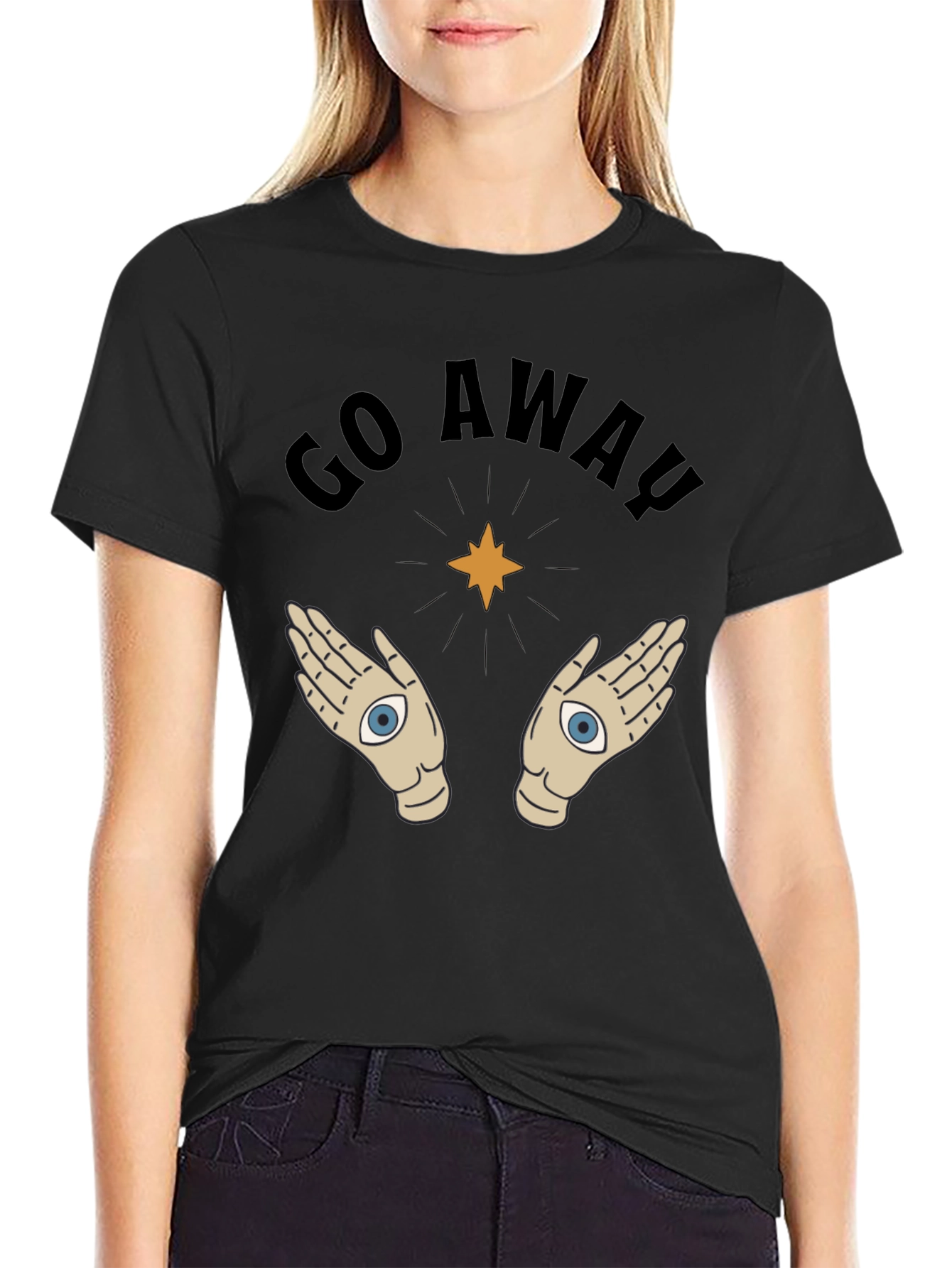 Go Away T-Shirt with Mystic Hands Graphic