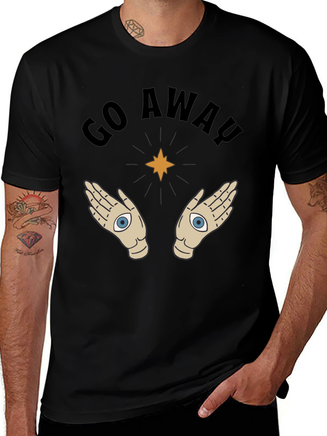 Go Away T-Shirt with Mystic Hands Graphic