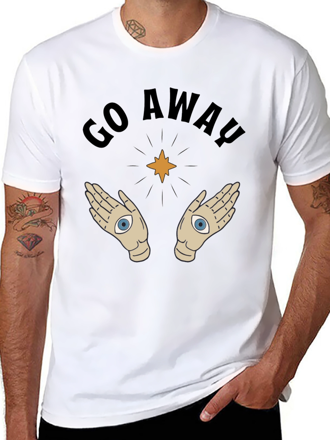 Go Away T-Shirt with Mystic Hands Graphic