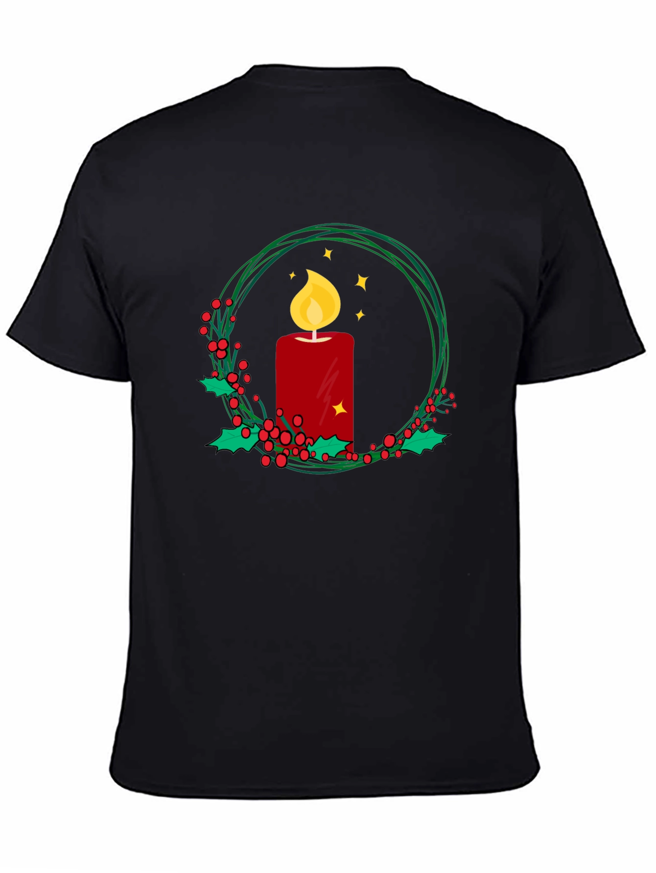 Festive Candle Wreath Graphic Tee - Holiday Cheer