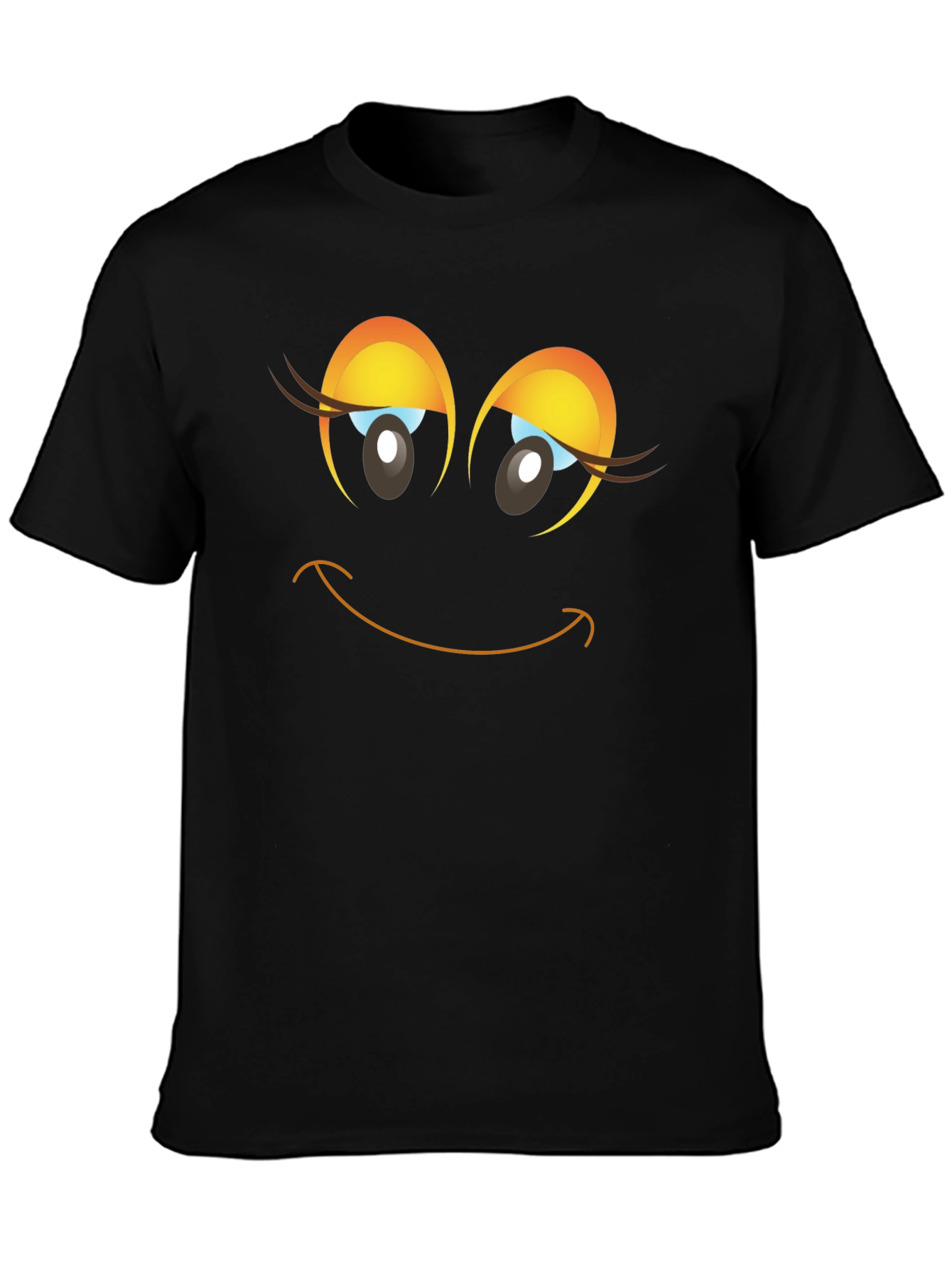 Smiling Face Graphic Black T-Shirt