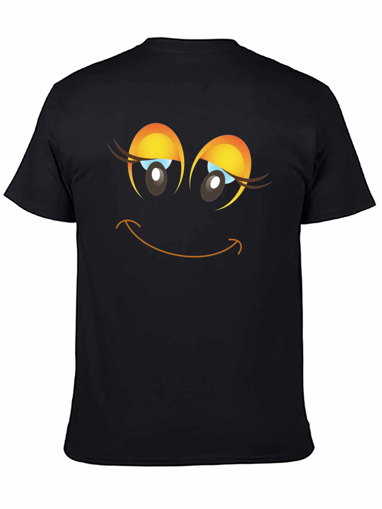 Smiling Face Graphic Black T-Shirt