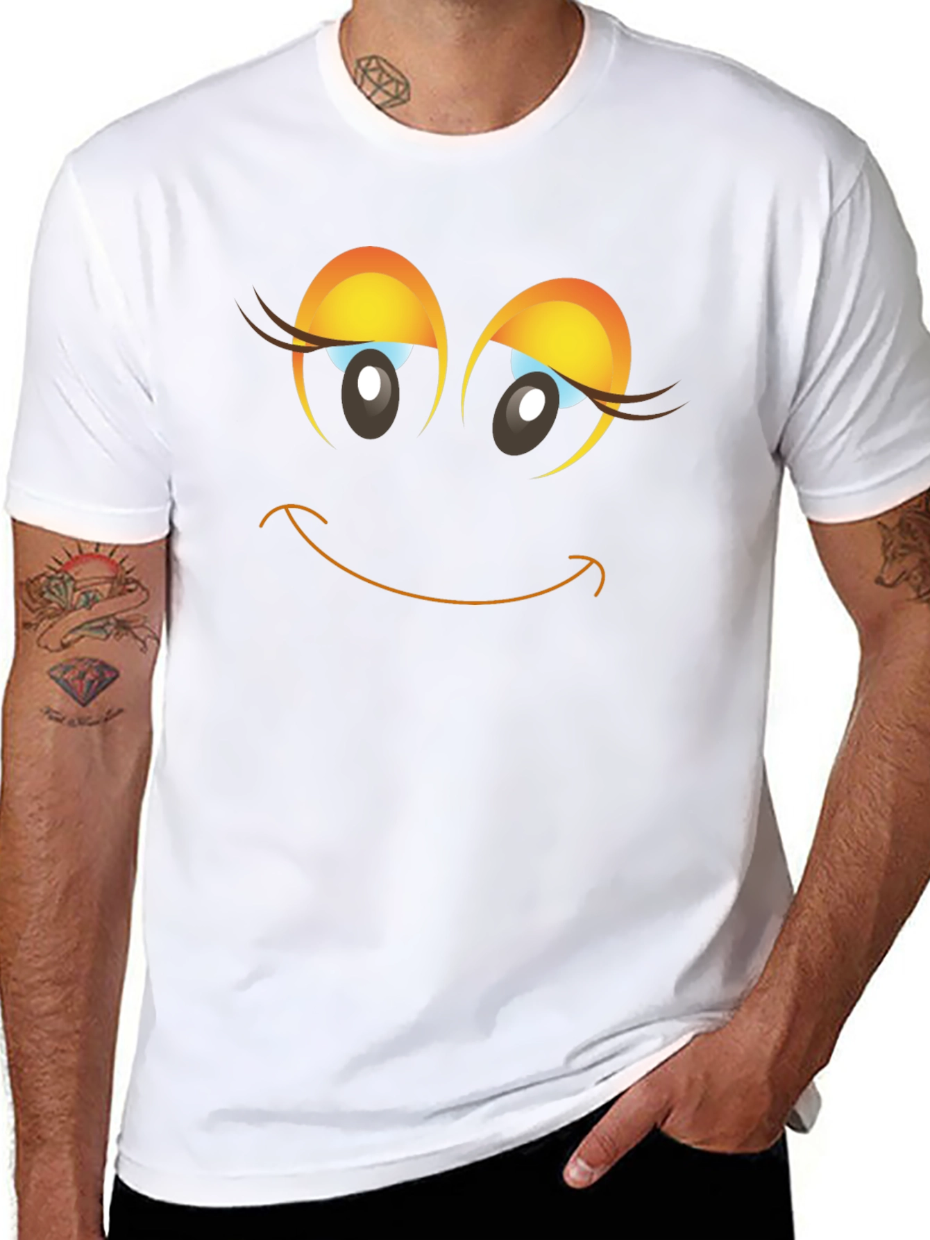 Smiling Face Graphic Black T-Shirt