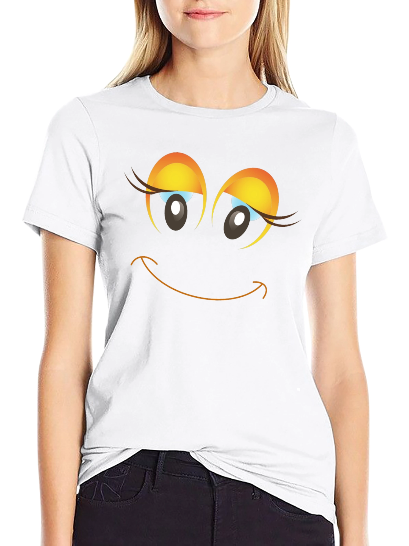 Smiling Face Graphic Black T-Shirt