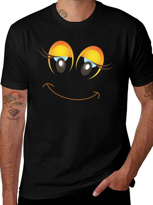 Smiling Face Graphic Black T-Shirt