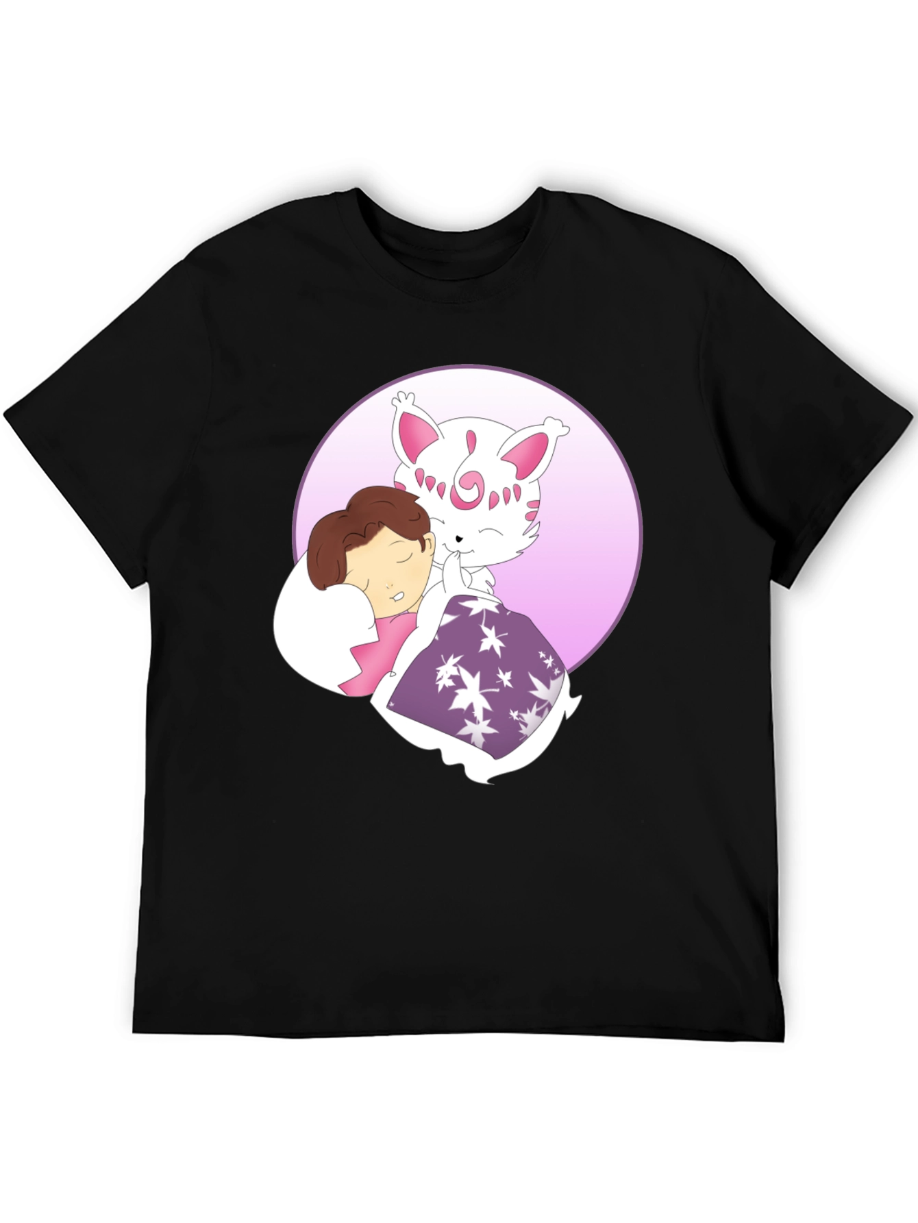 Cute Cartoon Character Graphic Black T-Shirt