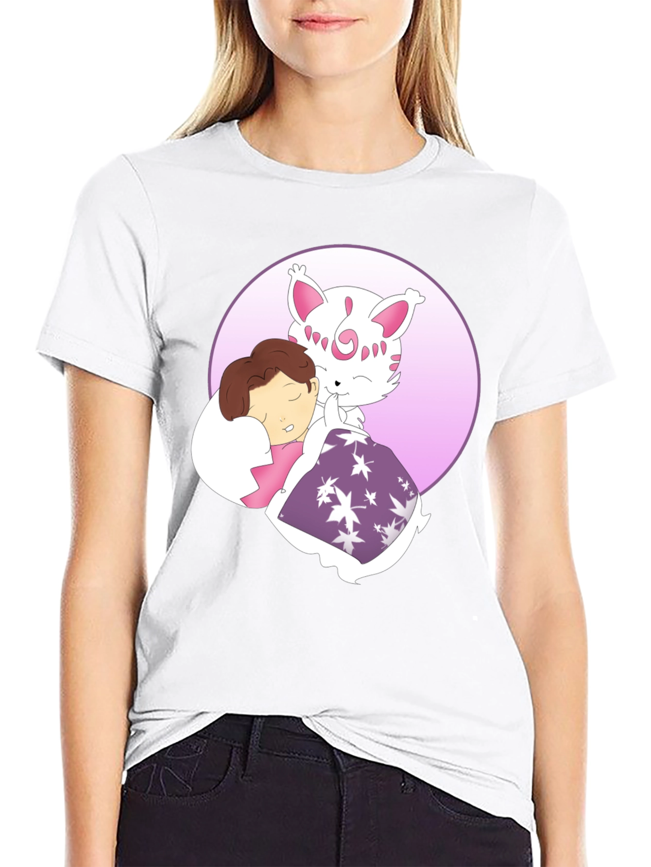 Cute Cartoon Character Graphic Black T-Shirt