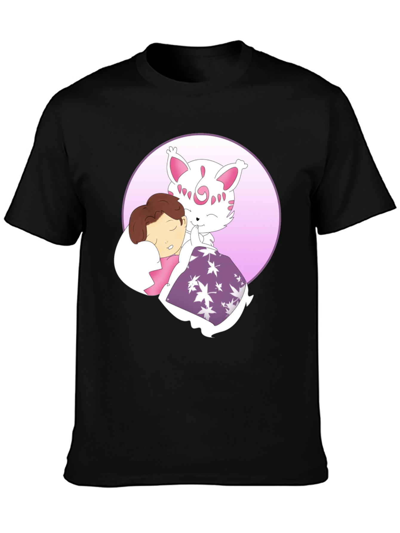 Cute Cartoon Character Graphic Black T-Shirt