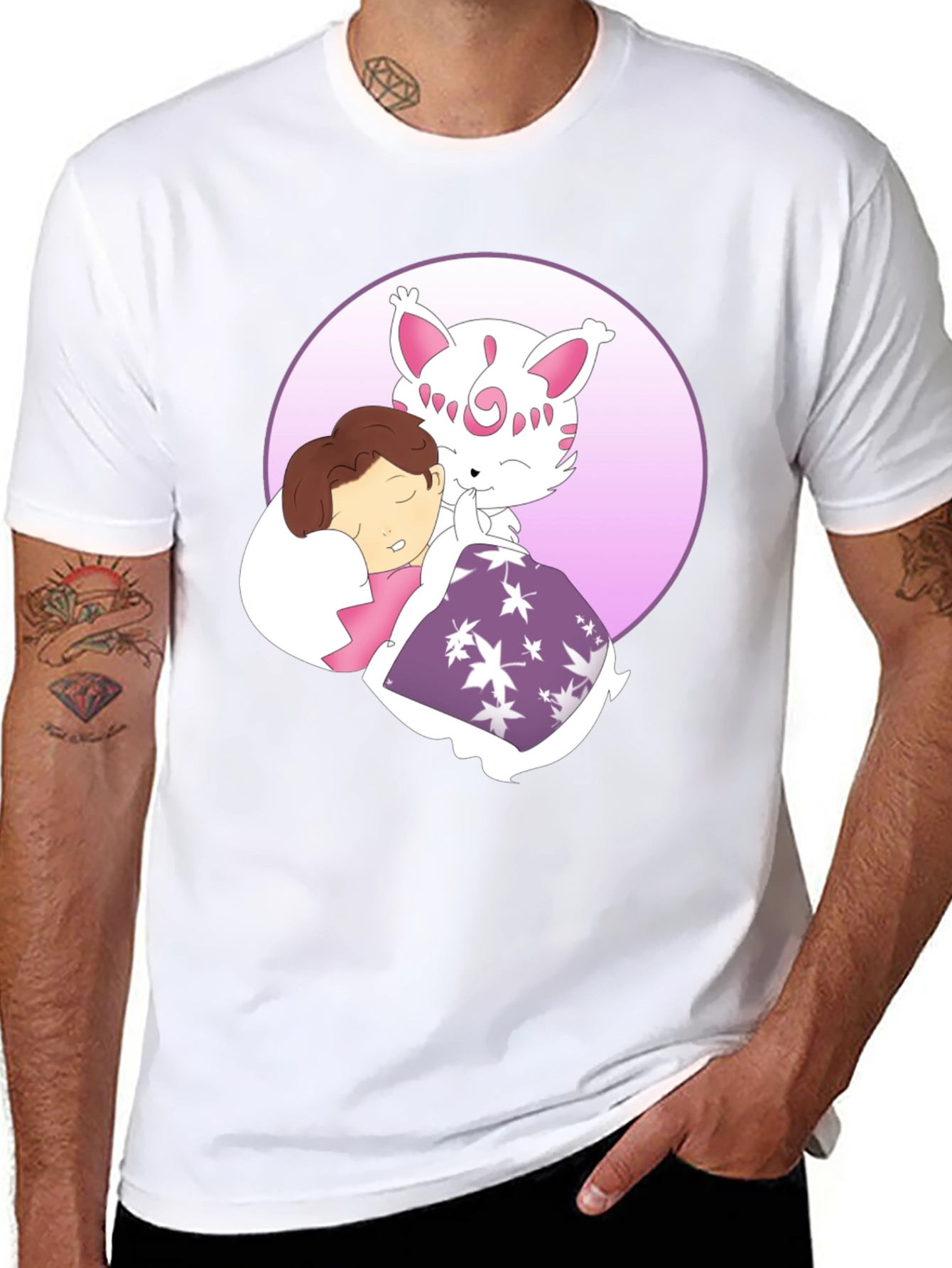 Cute Cartoon Character Graphic Black T-Shirt