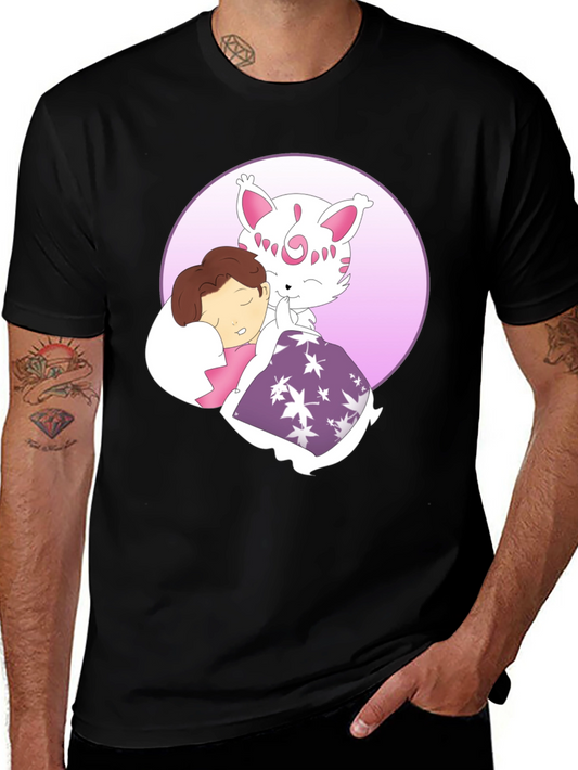 Cute Cartoon Character Graphic Black T-Shirt