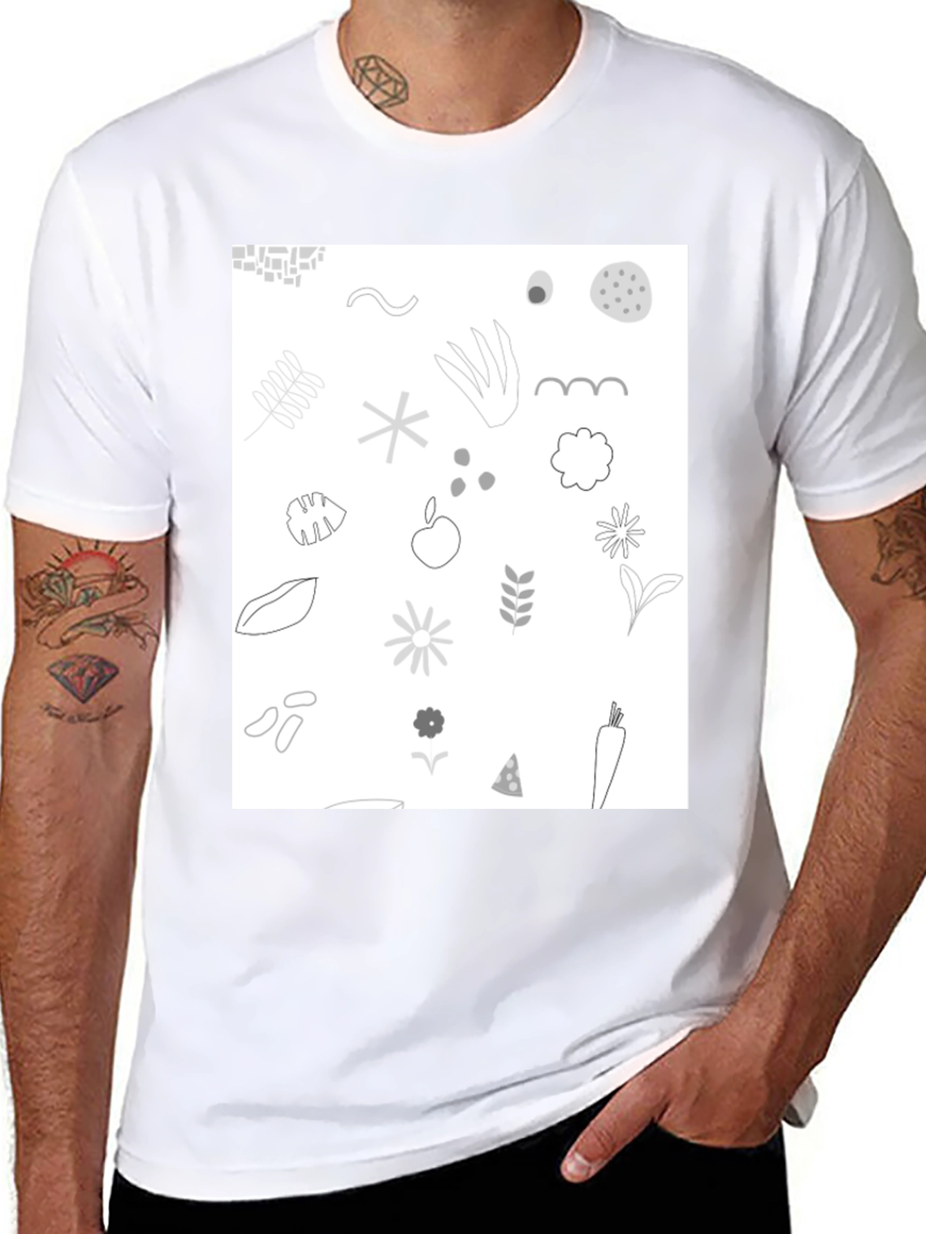 Nature Pattern Black T-Shirt