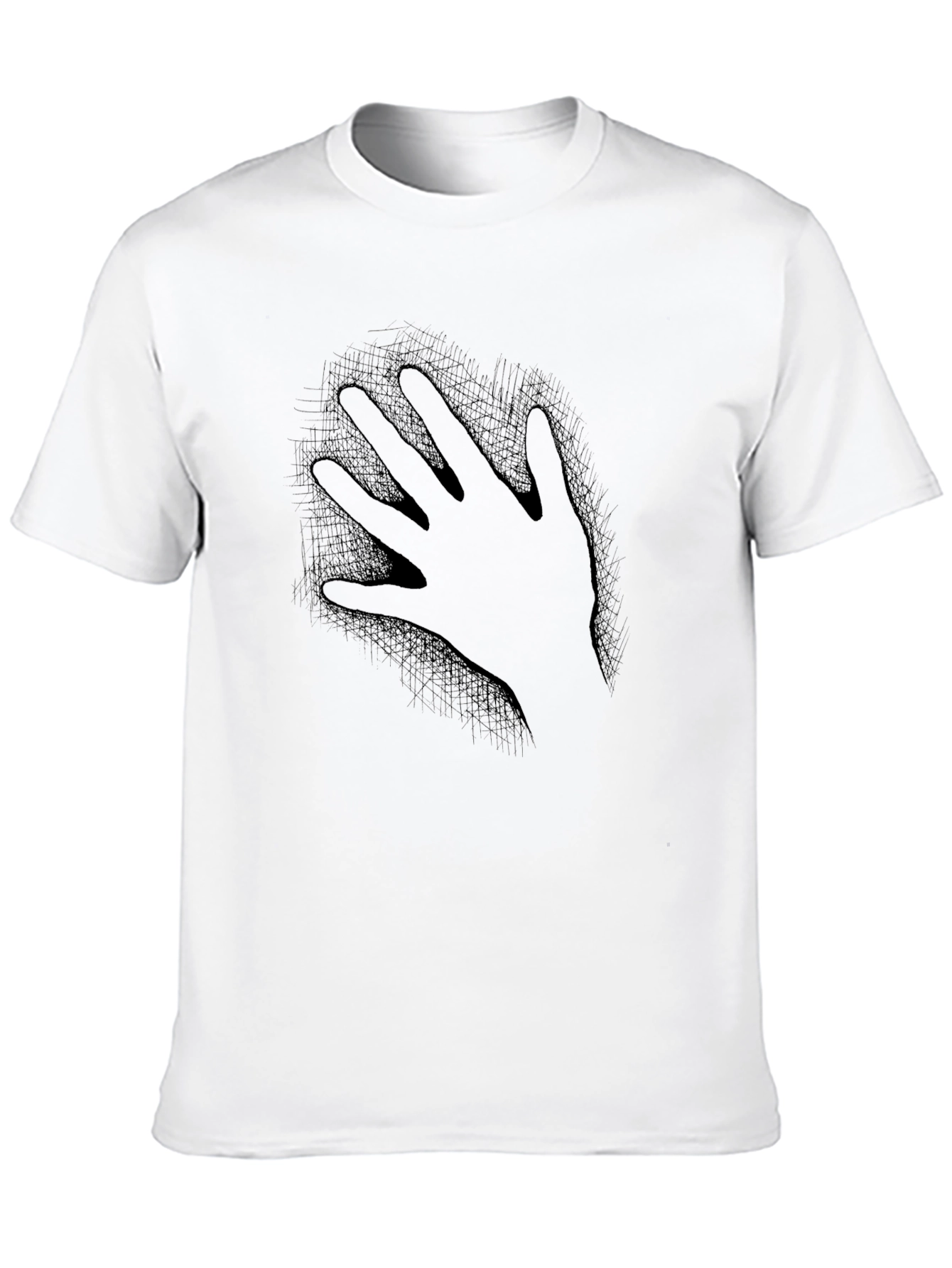 Mens Black T-Shirt - Hand Print Design