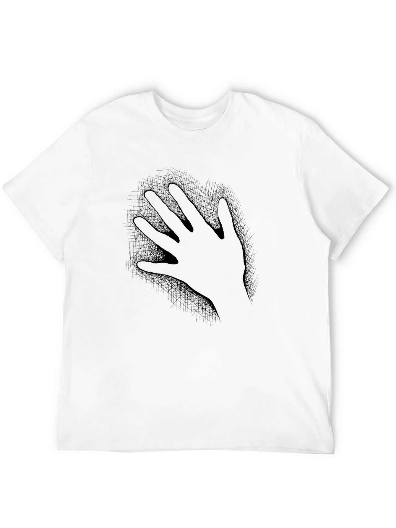 Mens Black T-Shirt - Hand Print Design