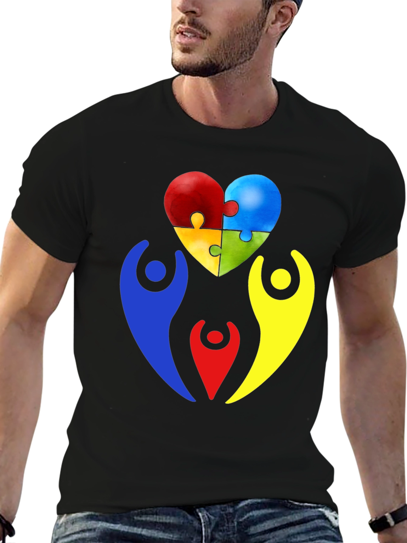 Autism Awareness Puzzle Heart Graphic T-Shirt