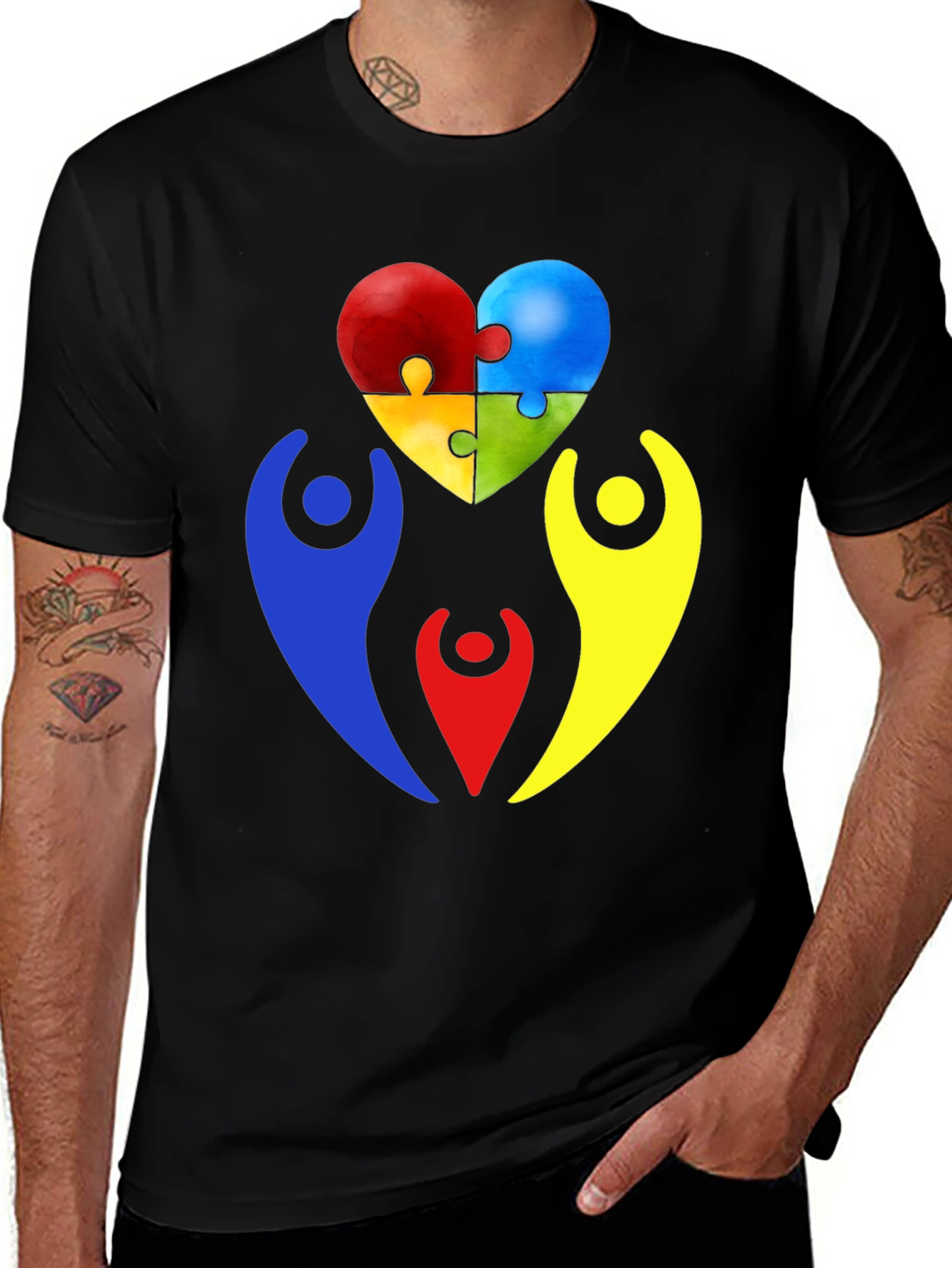 Autism Awareness Puzzle Heart Graphic T-Shirt