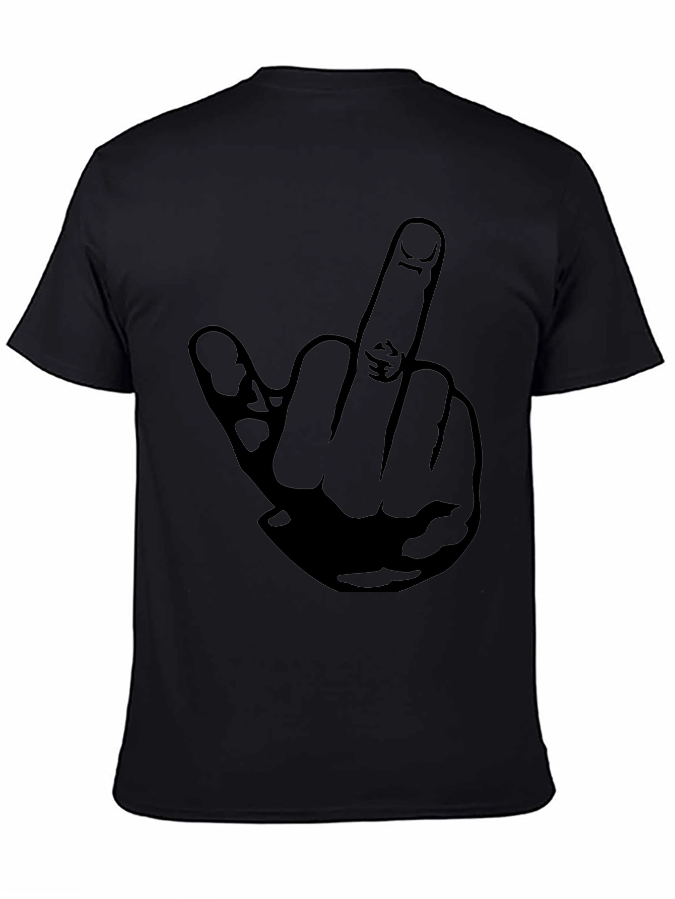 Middle Finger Graphic Tee - Black Cotton T-Shirt