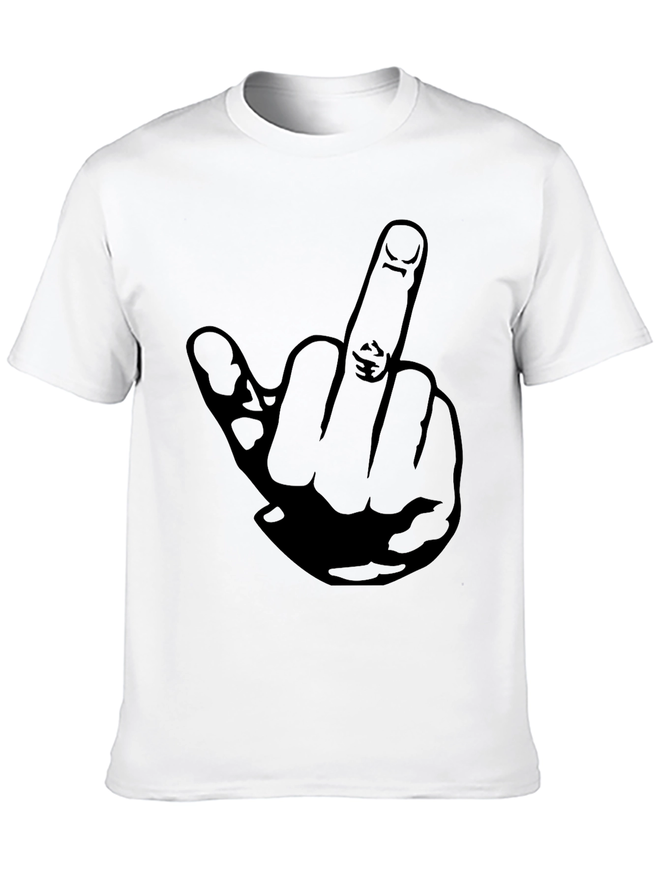Middle Finger Graphic Tee - Black Cotton T-Shirt