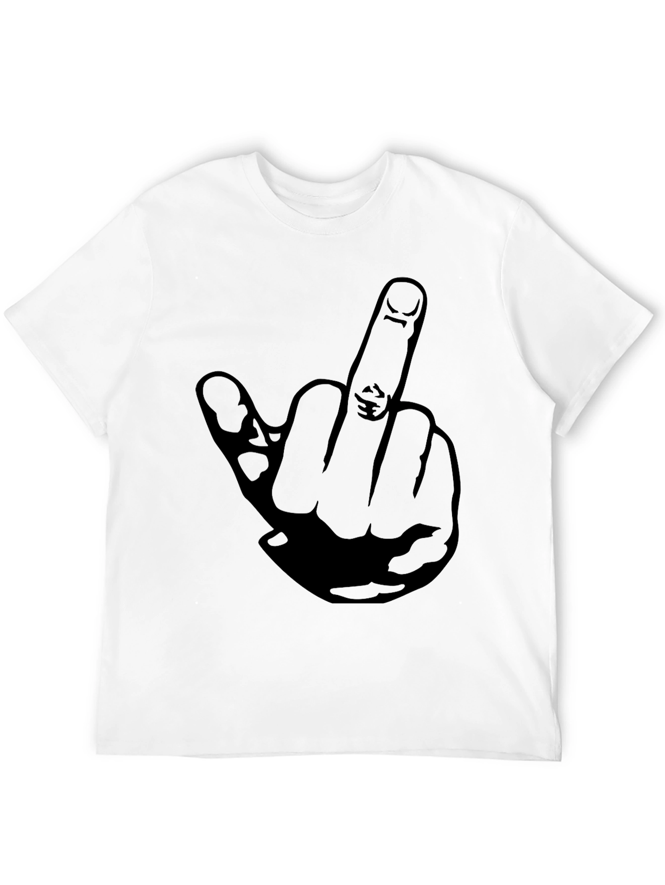 Middle Finger Graphic Tee - Black Cotton T-Shirt