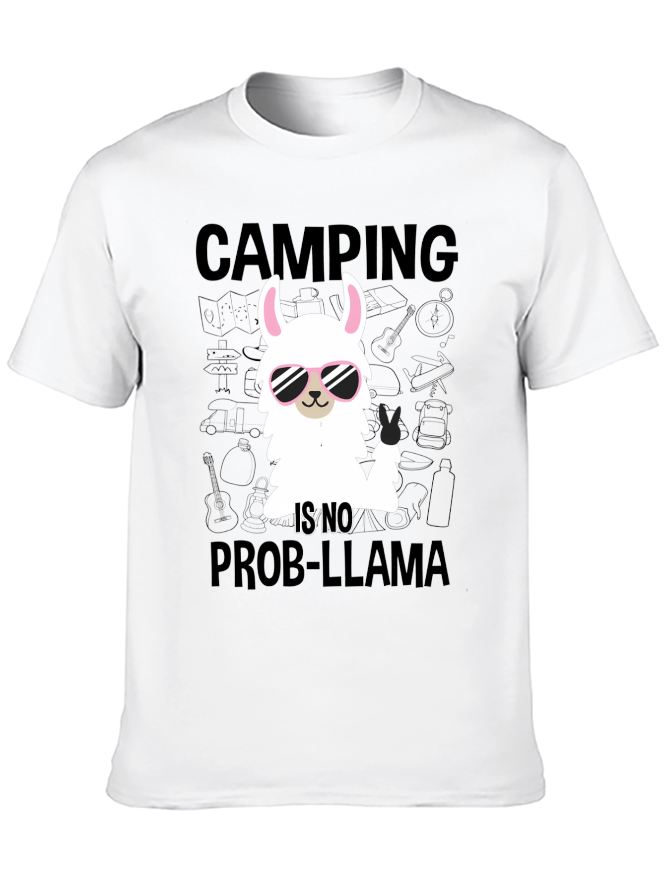 Camping Llama T-Shirt - No Prob-Llama Design