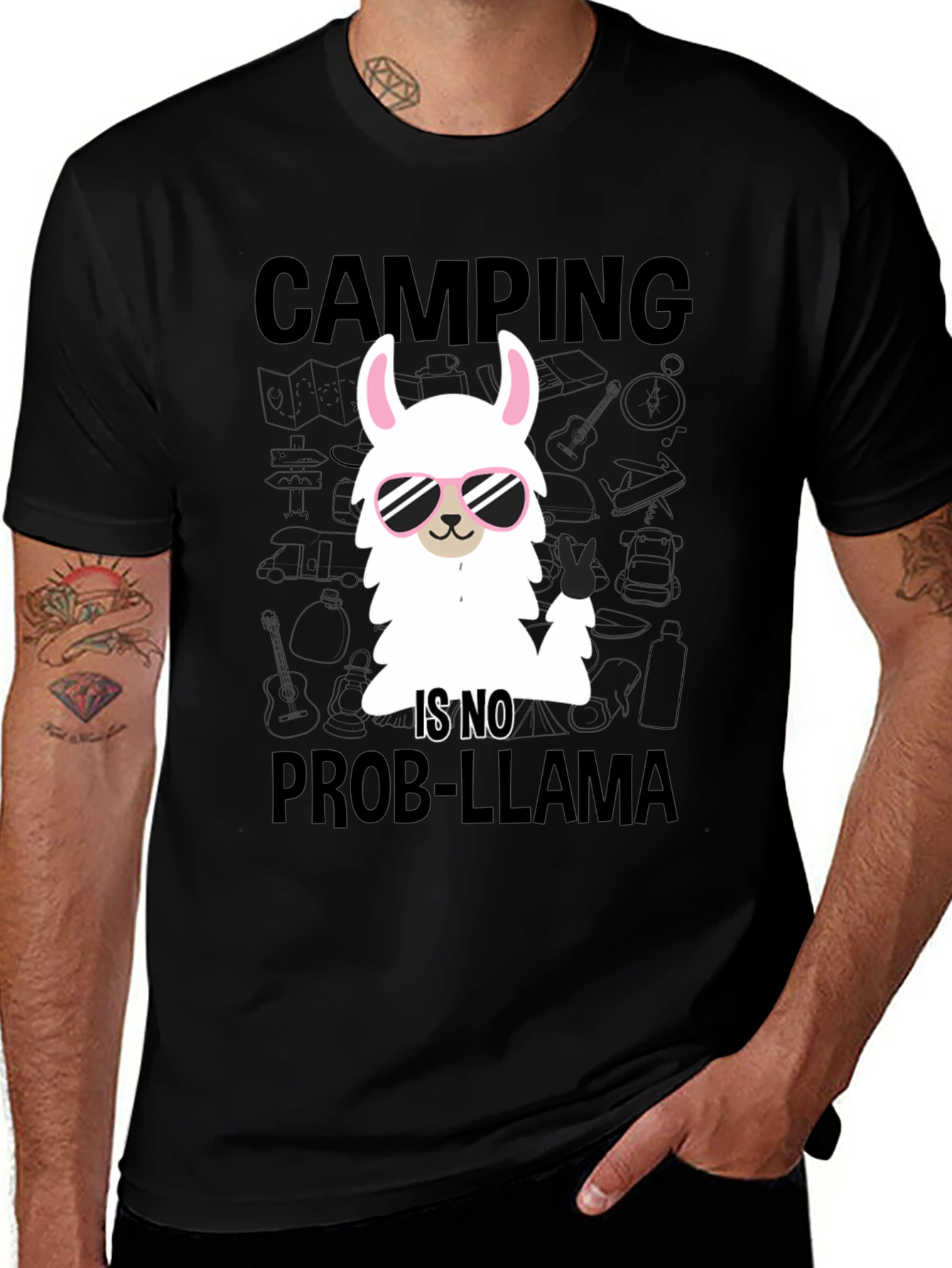 Camping Llama T-Shirt - No Prob-Llama Design