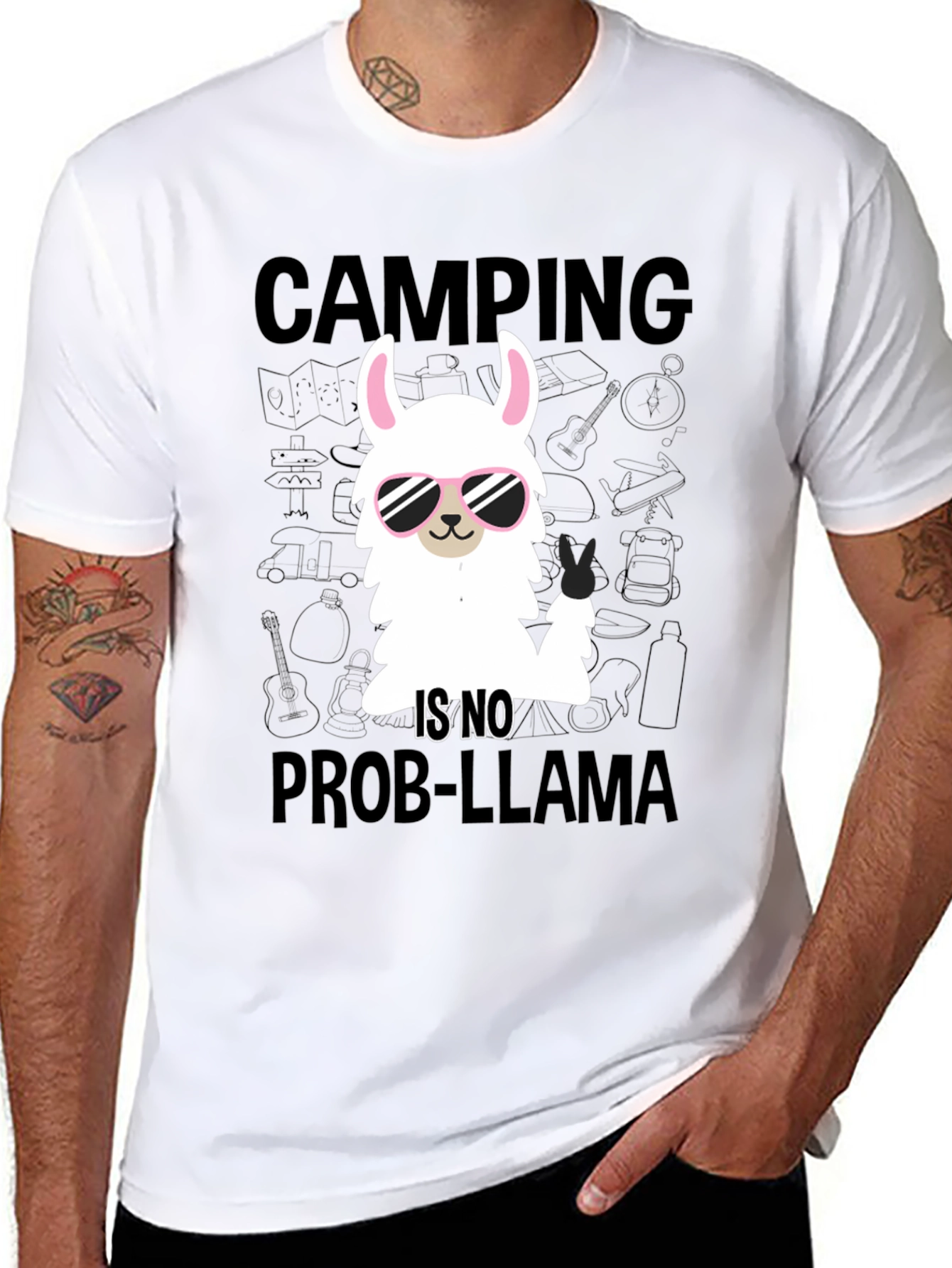 Camping Llama T-Shirt - No Prob-Llama Design