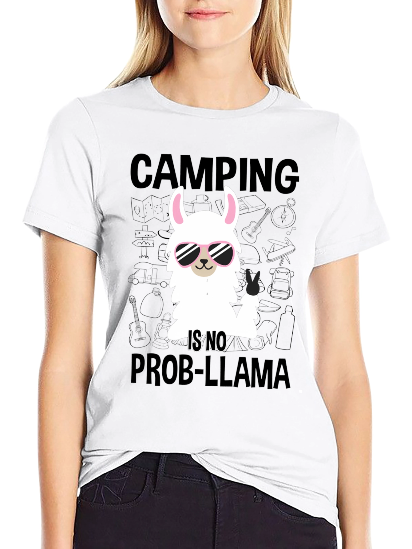 Camping Llama T-Shirt - No Prob-Llama Design