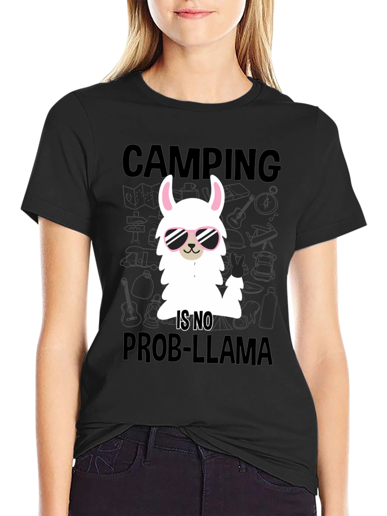 Camping Llama T-Shirt - No Prob-Llama Design