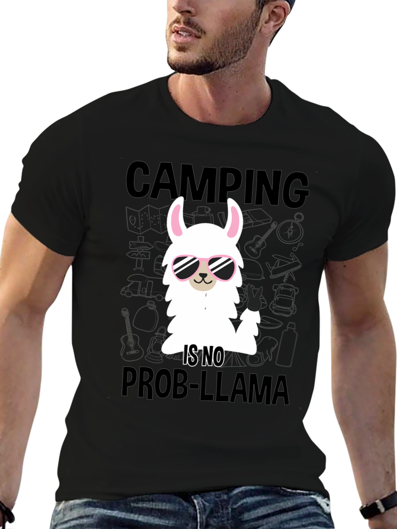 Camping Llama T-Shirt - No Prob-Llama Design