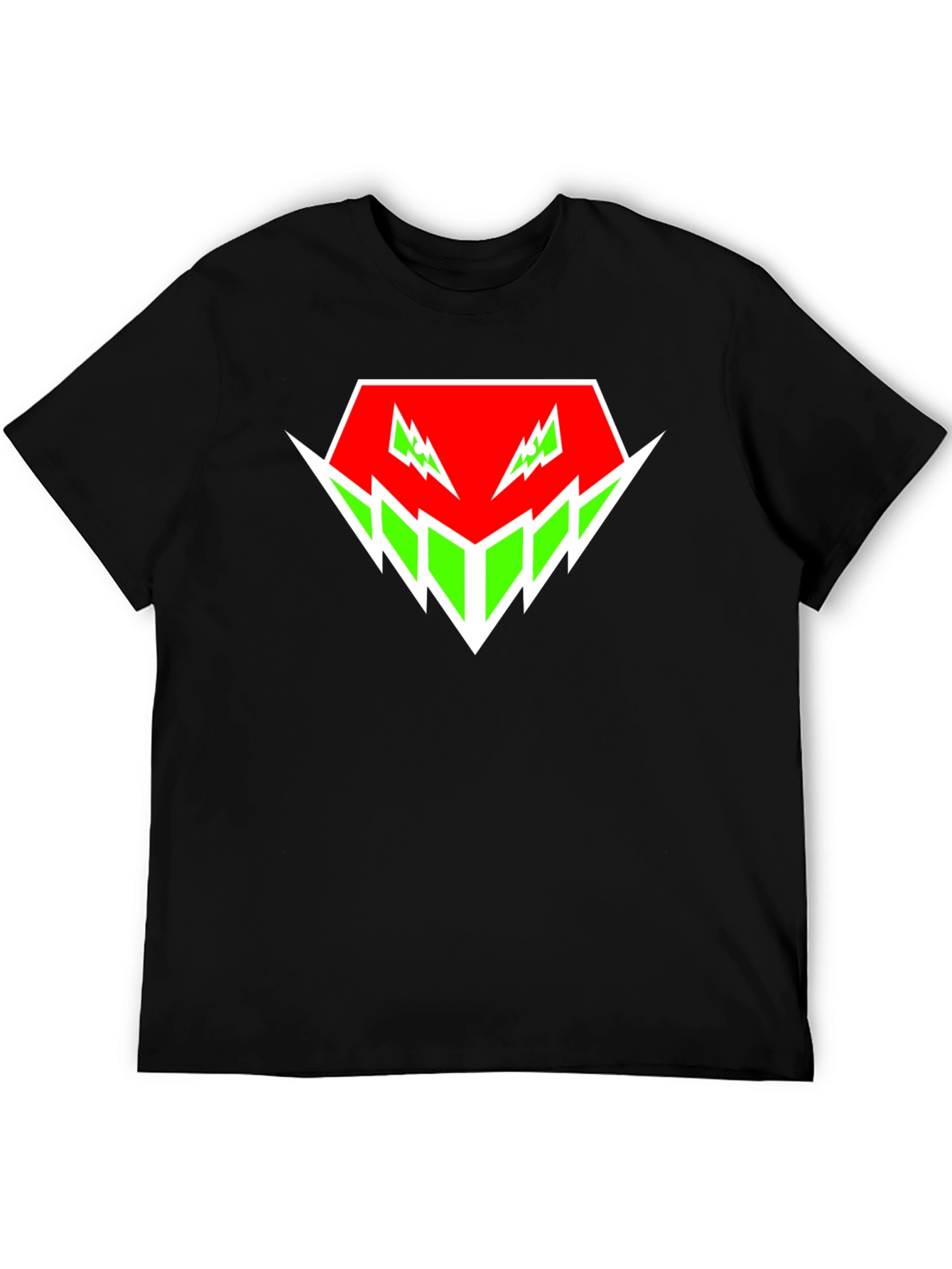 Edgy Graphic Tee - Red & Green Abstract Design